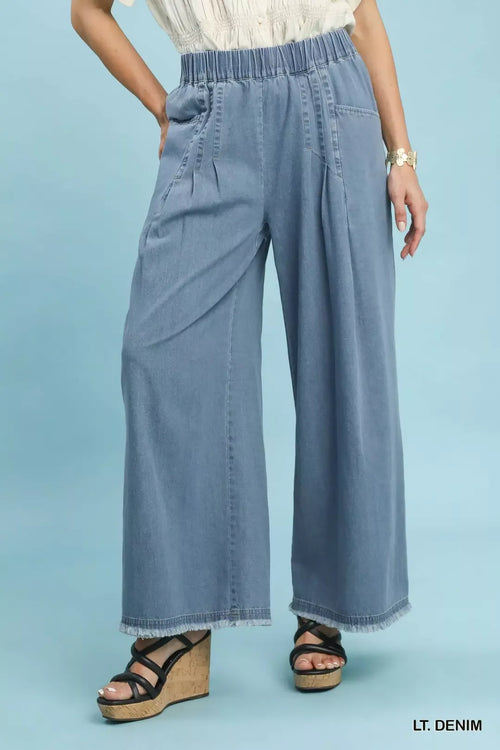 Umgee Stone Washed Wide Leg Pants